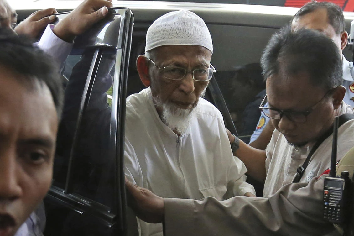 The firebrand preacher Abu Bakar Bashir was sentenced to 15 years in jail for helping fund a paramilitary group training in the conservative Islamic province of Aceh. (AP)
