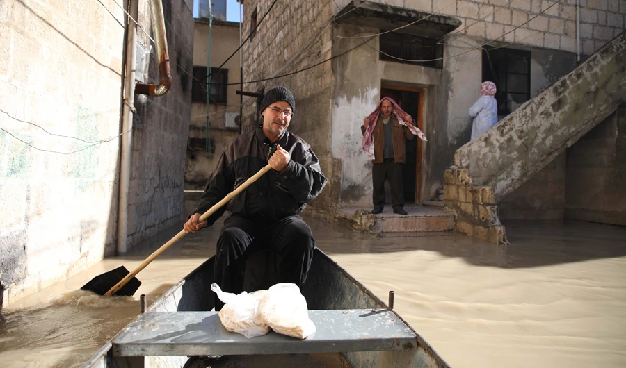 Abu Ihab’s boat has provided the main way of getting around. (AFP)