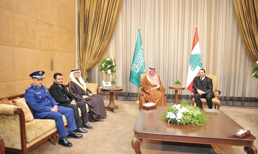 Lebanese PM-designate Saad Hariri receives Saudi Finance Minister Mohammed Al-Jadaan in Beirut. (SPA)