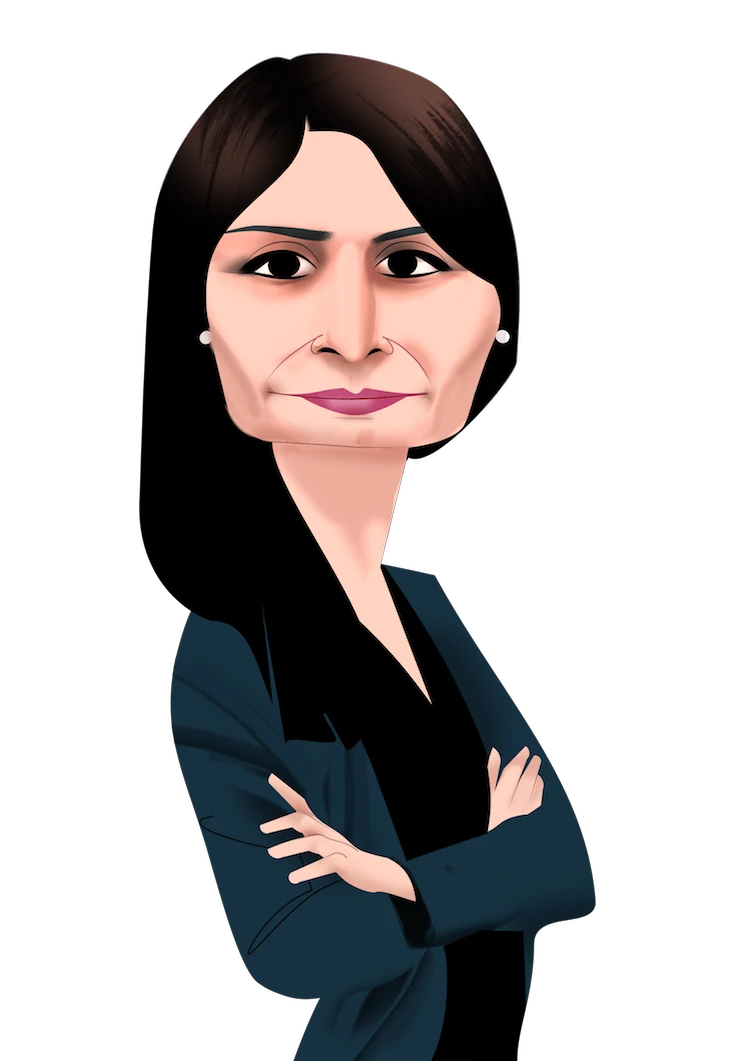 Saadia Zahidi, 38-years-old, is a member of the WEF’s managing board. (Illustration by Luis Grañena)