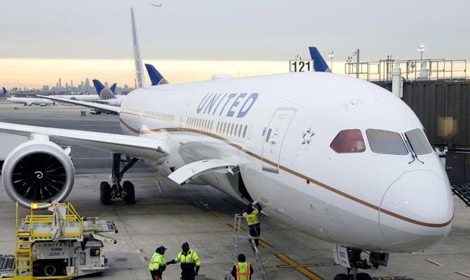 In this Jan. 7, 2019, photo a Dreamliner 787-10 arriving from Los Angeles pulls up to a gate in Newark Liberty International Airport in Newark, N.J. (AP)
