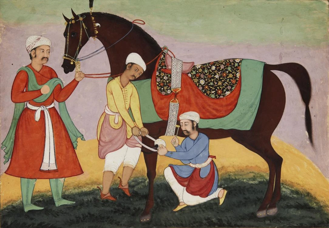 A Groom Shoeing a horse, Mughal.(Supplied)