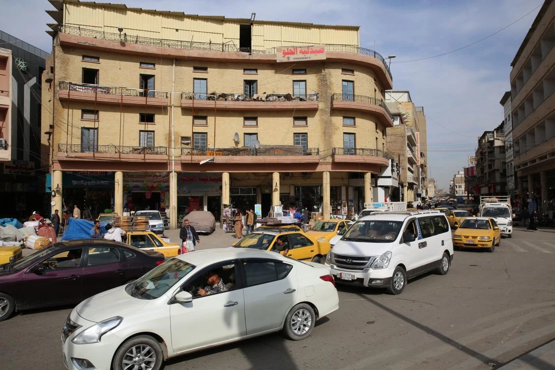 A general view shows traffic in cental Baghdad's al-Rassafi square on January 21, 2019. (AFP)