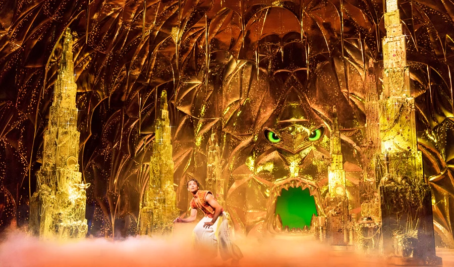 Aladdin (Matthew Croke) inside the Cave of Wonders (Disney)