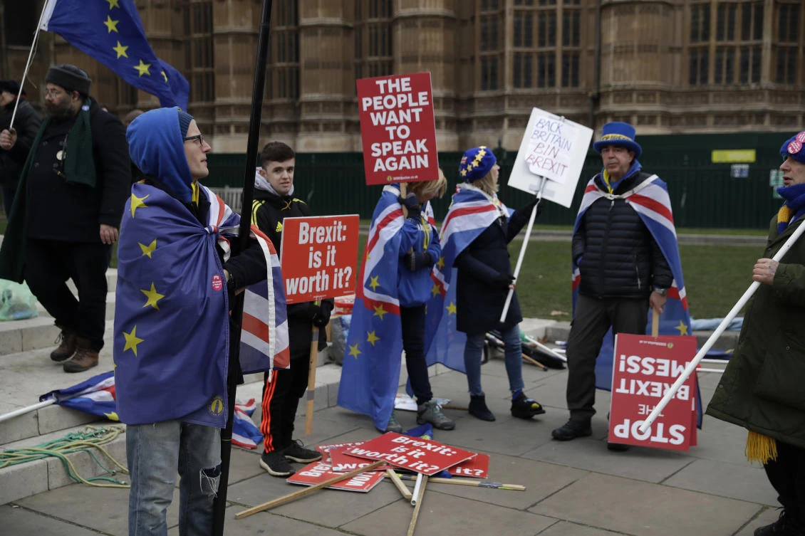 Britain and the EU sealed a divorce deal in November after months of tense negotiations, despite increasing opposition against Brexit. (AP)
