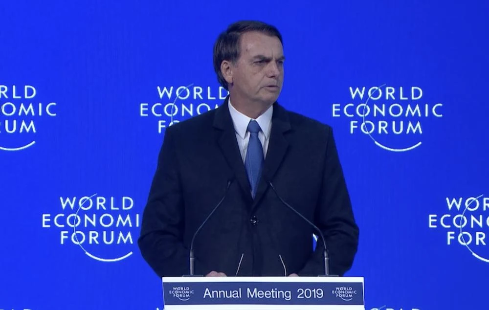 Brazil’s new president, Jair Bolsonaro, threw out the welcome mat for big business and major investors on Tuesday, inviting major investment to boost Brazil's tourism industry. (Screenshot/WEF)