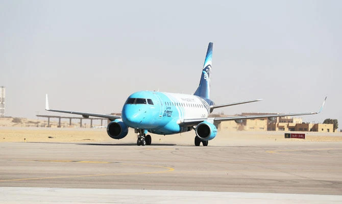 EgyptAir Express plane is seen after landing at the new Sphinx International Airport in west Cairo, Egypt January 26, 2019. (REUTERS)