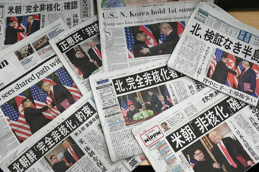 When Kim met Trump, the first-ever summit between the two nations, North Korea was seen as seeking a treaty. (File/AFP)