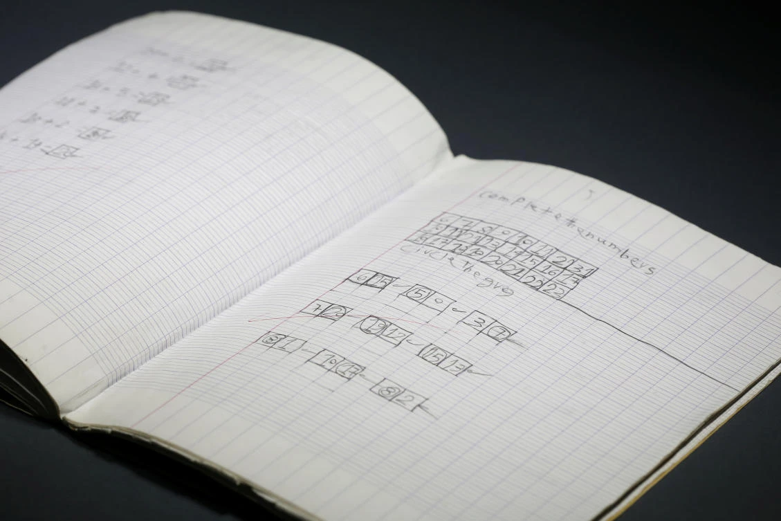 A notebook is seen at the War Childhood Museum before an exhibition in Sarajevo, Bosnia and Herzegovina, January 25, 2019. "I used this notebook for maths. I liked our teacher because she respected us as students and played with us during breaks. (Reuters)