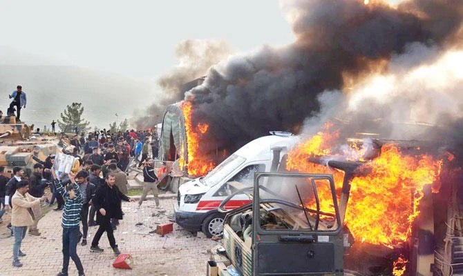Kurdish protesters stormed a Turkish Army position in the Shiladzeh region of northwestern Iraq on Saturday night to protest the deaths of four civilians killed last week in Turkish bombardment. (Reuters)