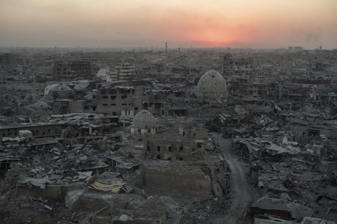 Much of Mosul’s Old City, where speakers of the dialect are concentrated, was completely destroyed in the war against the Daesh group. (AP)