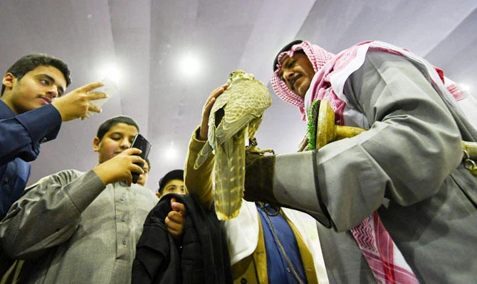 Saudi school students visit falconry festival in Malham
