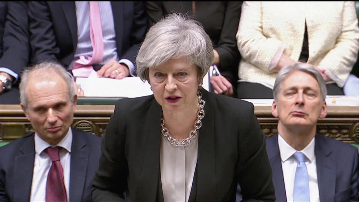 Britain's Prime Minister Theresa May speaks during a debate on her Brexit 'plan B' in Parliament, in London, Britain, January 29, 2019, in this screen grab taken from video. Reuters TV via REUTERS