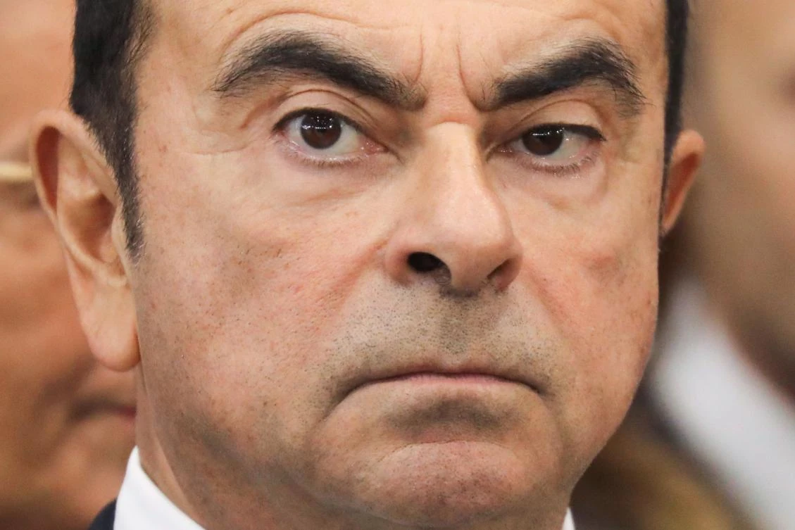 Chairman and CEO of Renault-Nissan-Mitsubishi Carlos Ghosn looks on during a visit of French President at the Renault factory, in Maubeuge, northern France. (File/AFP)