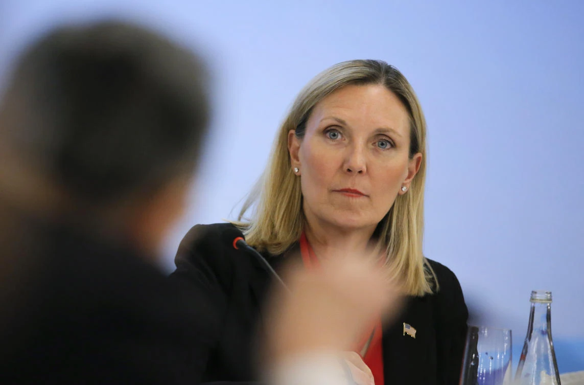 US Under Secretary of State Andrea Thompson attends a panel discussion after a Treaty on the Non-Proliferation of Nuclear Weapons (NPT) conference in Beijing, China. (AP)