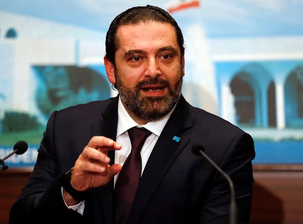 Newly-assigned Lebanese Prime Minister Saad Hariri, speaks to journalists at the presidential palace in Baabda, east of Beirut, Lebanon. (AP)