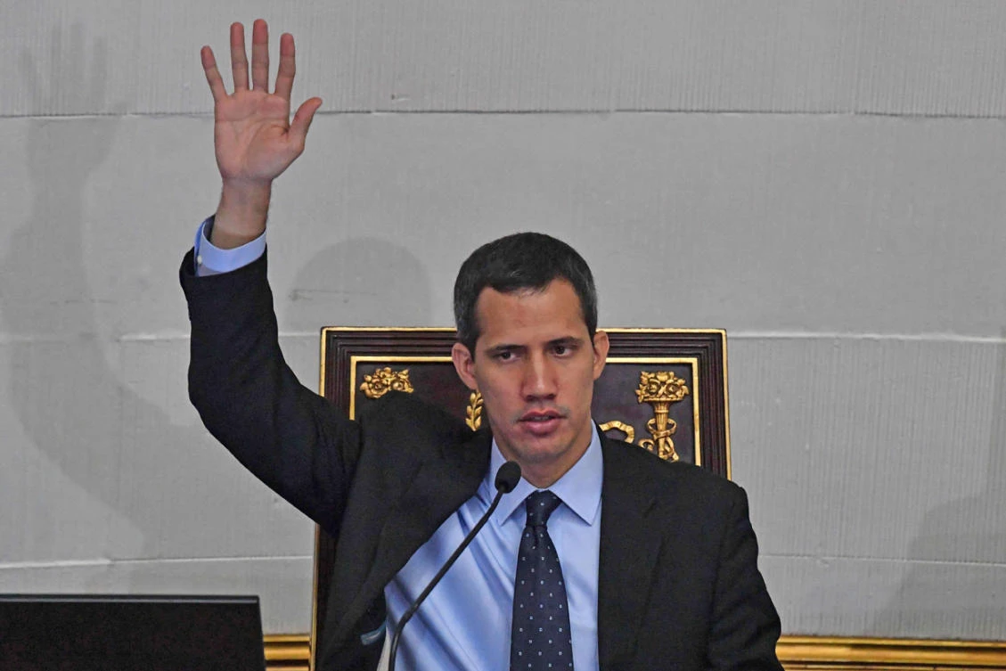 Venezuela's National Assembly head and self-proclaimed "acting president" Juan Guaido, seen at the National Assembly in Caracas on January 29, 2019, is urging Russia and China to switch their support to his side. (AFP / Yuri Cortez)