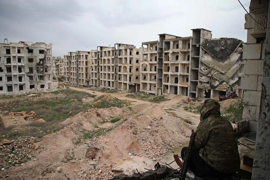 The report said the building is in the eastern Salahuddin neighborhood once held by rebels. (File/AFP)