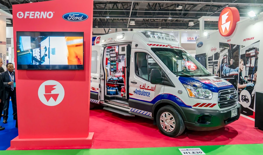 Three different examples of customized Transit ambulance conversions are on display at the 2019 Arab Health Exhibition this week in Dubai.