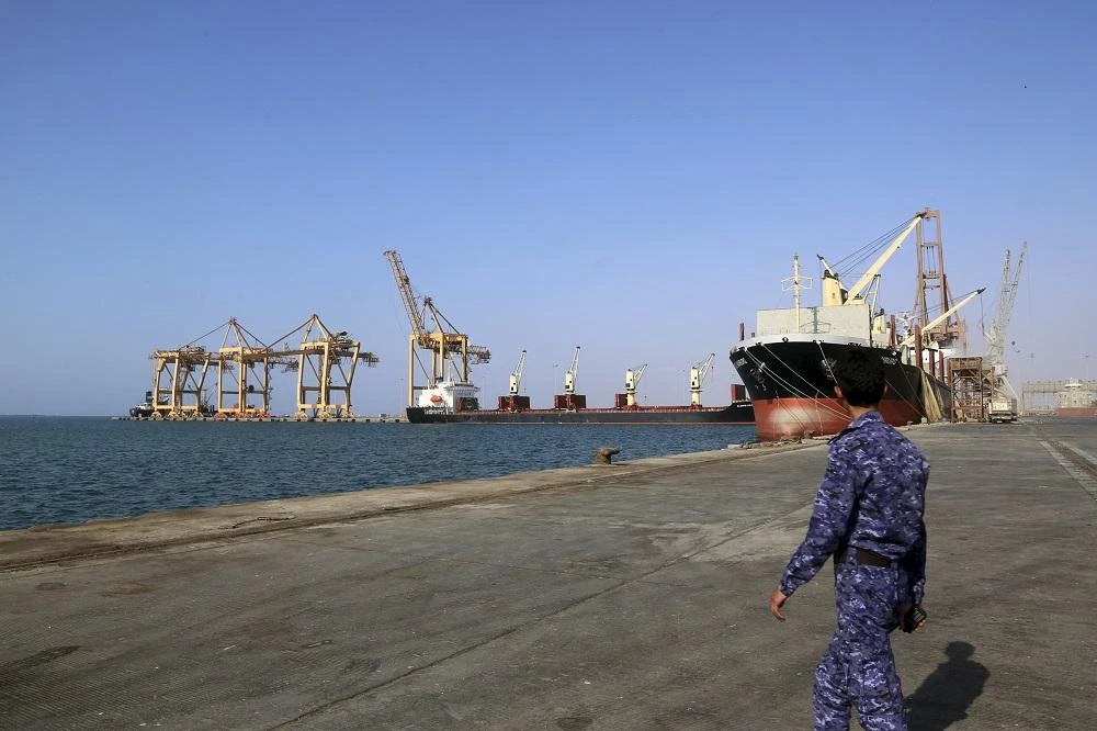 A picture taken on December 21, 2018, shows a partial view of the port of the Red Sea city of Hodeida. (File/AFP)