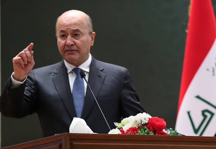 Iraqi President Barham Salih said on Monday that US President Donald Trump did not ask Iraq's permission for US troops stationed there to "watch Iran." (File/AFP)