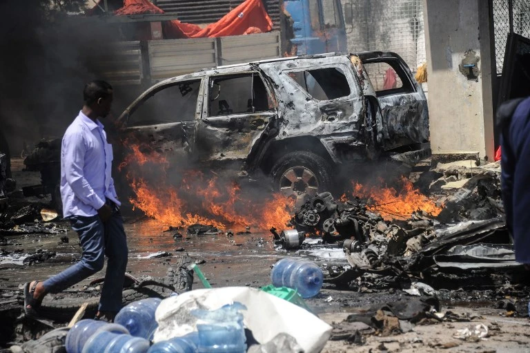 Nine civilians were confirmed dead and several others wounded after a car bomb blast in Mogadishu. (AFP)