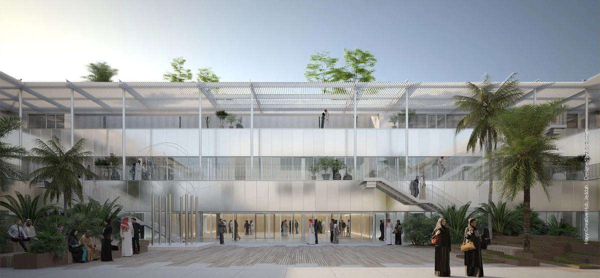 A digital rendering of the Hayy: Creative Hub. (Art Jameel/ibda design)