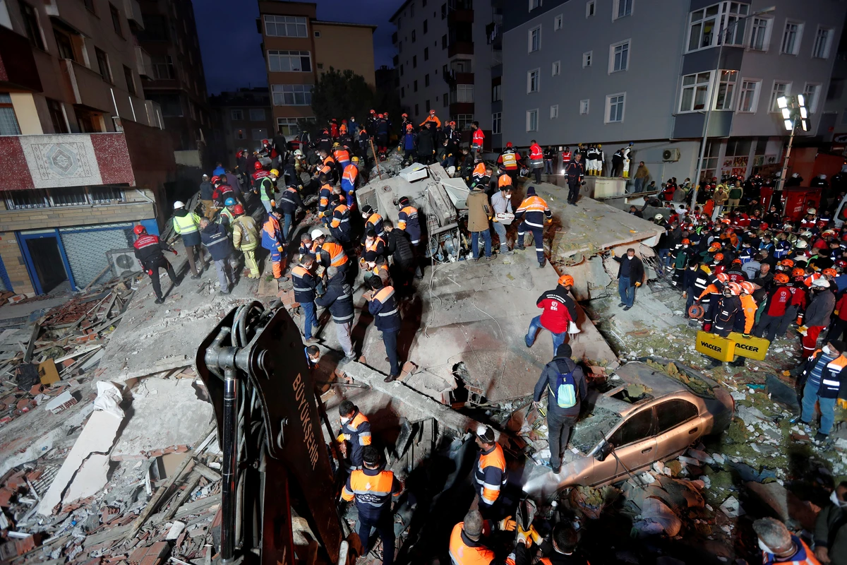At least one person was killed and four others were left under rubble after an eight-storey residential building collapsed in Istanbul. (Reuters)