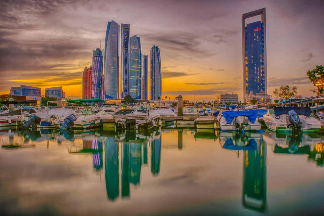 The Abu Dhabi skyline in the UAE. The bid awarded to NMDC ‘prioritized UAE sources for materials, as well as the use of mostly local suppliers, manufacturers and workforce.’ (Shutterstock)