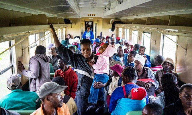 In a rare success story, Zimbabwe’s only commuter train is packed