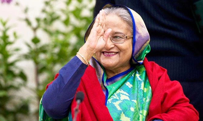 In this Dec. 31, 2018 file photo, Bangladeshi Prime Minister Sheikh Hasina greets the gathering during an interaction with journalists after official election results gave her a third straight term, in Dhaka, Bangladesh. (AP)