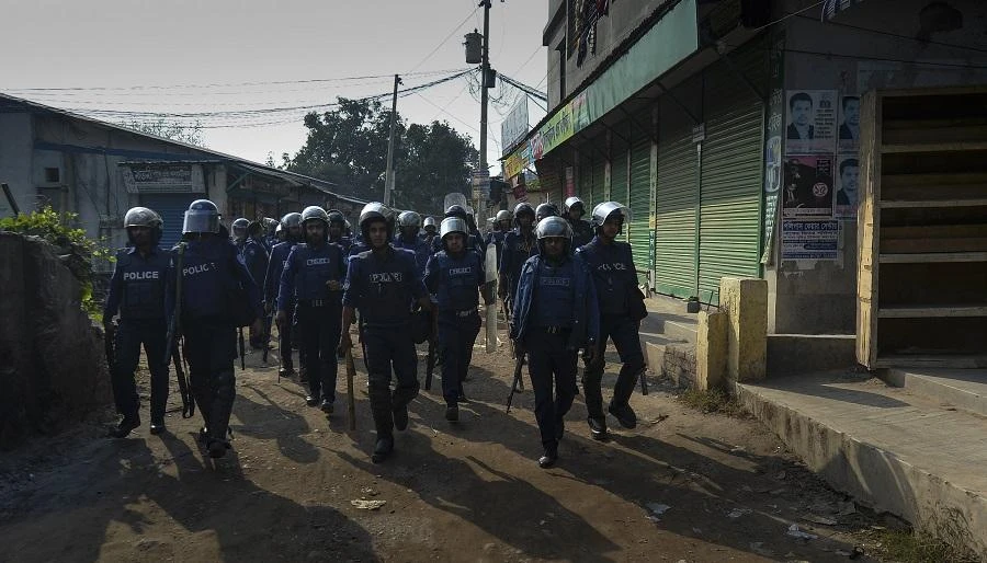 Police fired rubber bullets and tear gas to “maintain law and order.” (File/AFP)
