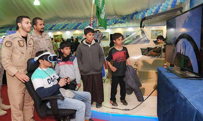 Tabuk military exhibition: Jump in, buckle up and take off