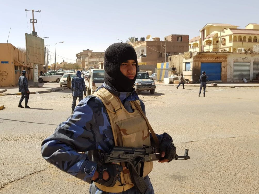 Forces loyal to Libyan strongman Khalifa Haftar patrol in the southern Libyan city of Sebha, on February 9, 2019. (File/AFP)