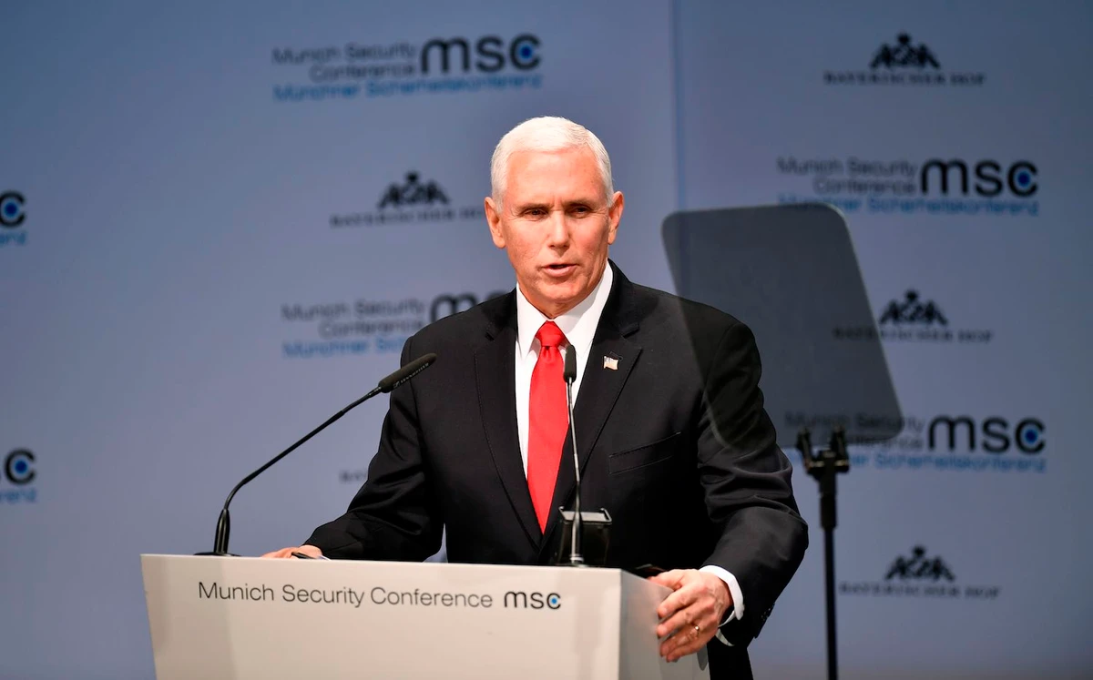 US Vice President Mike Pence gives a speech during the 55th Munich Security Conference in Munich, southern Germany, on February 16, 2019. (AFP)