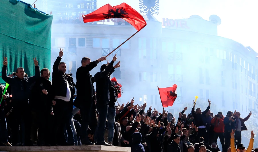 Opposition supporters clash with police in Albania
