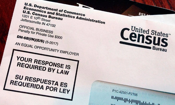This March 23, 2018, file photo shows an envelope containing a 2018 census letter mailed to a U.S. resident as part of the nation's only test run of the 2020 Census. (AP)