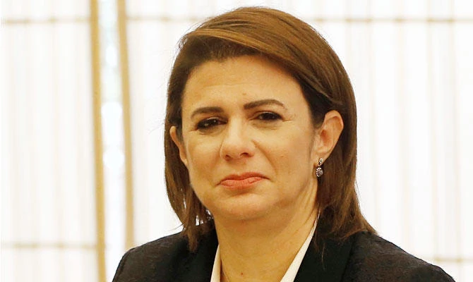 Interior Minister Raya al-Hassan, the first Arab woman to become in charge of a security ministry, attends the first meeting of the Lebanese cabinet at the Presidential Palace in Baabda, east of Beirut, Lebanon, Saturday, Feb. 2, 2019. (AP)