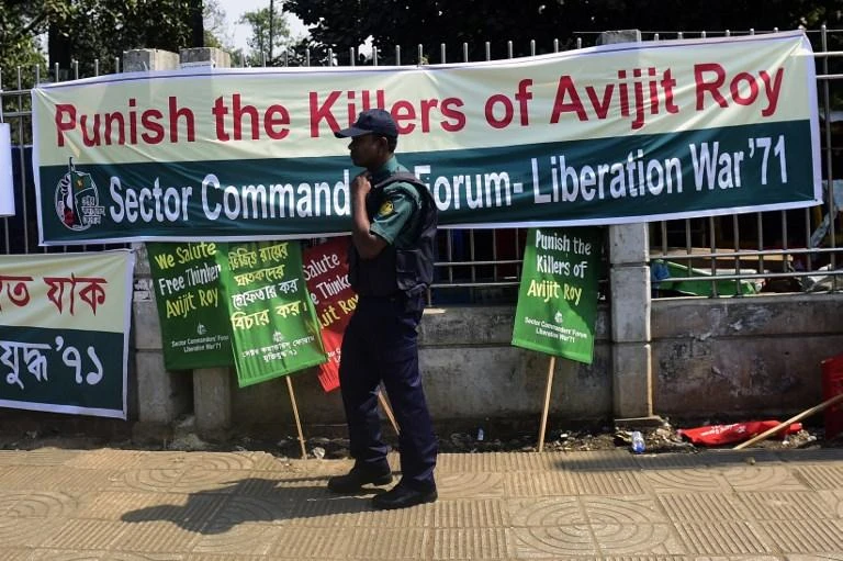 Avijit Roy, a Bangladesh-born US national, was hacked to death on a busy road outside Dhaka University in February 2015. (AFP)
