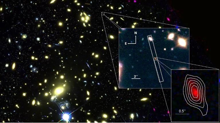 A new project found 300,000 previously unseen light sources using a telescope that can detect light sources optical instruments cannot see. Above, galaxy MACS1149-JD1 located 13.28 billion light-years away as seen with the NASA/ESA Hubble Space Telescope in May 2018. (AFP)
