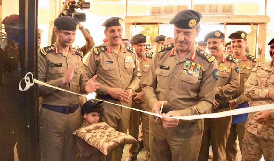 Civil Defense Director General Lt. Gen. Sulaiman Al-Amro inaugurates an exhibition to support local manufacturers in the Kingdom. (SPA)