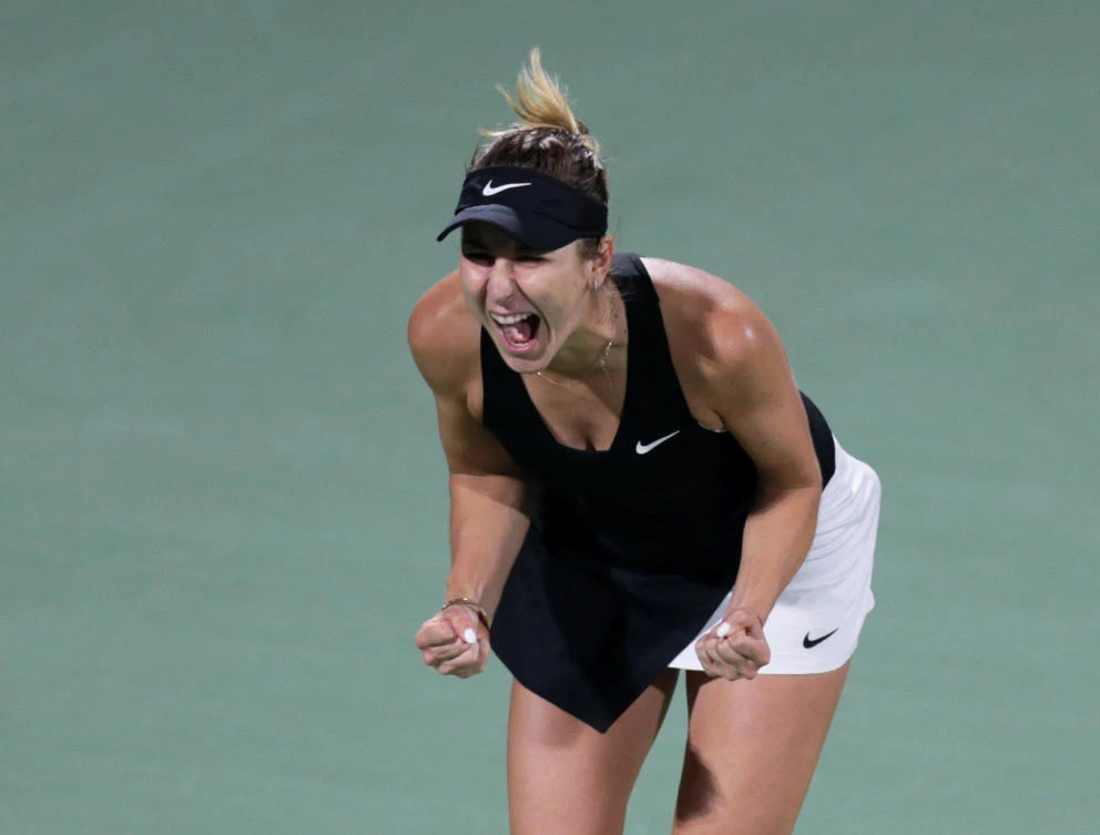 Tennis - WTA Premier 5 - Dubai Tennis Championships - Dubai Duty Free Tennis Stadium, Dubai, United Arab Emirates - February 23, 2019 Switzerland's Belinda Bencic celebrates winning the final against Czech Republic's Petra Kvitova REUTERS/Christopher Pike