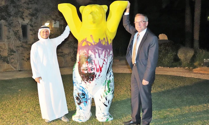 German Ambassador Jorg Ranau with Saudi artist Talal Al-Zeid. (Photo supplied)