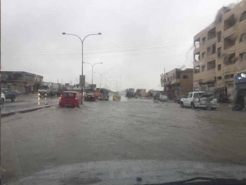 Heavy rainfall and flooding sparked chaos in Amman’s streets on Thursday. (Photo courtesy: Social media)