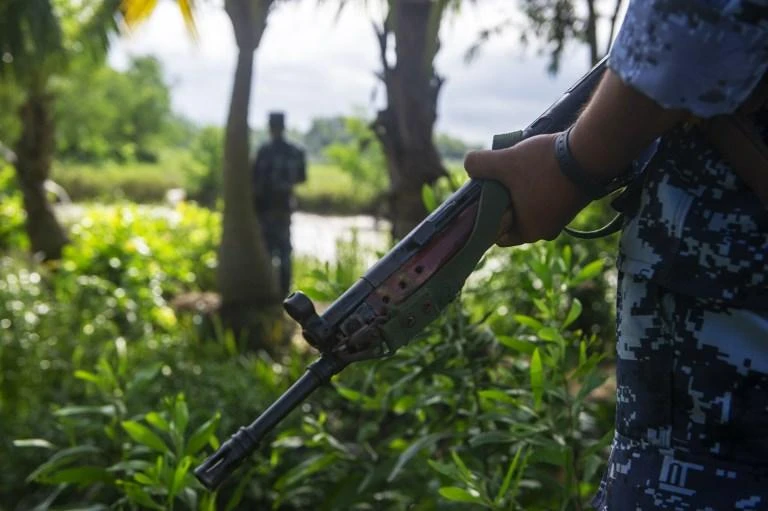 Bangladeshi security forces detained Myanmar soldier Aung Bo Bo Thein on January 24 near the southern town of Naikhongchhari after he strayed across the border into a jungle. (AFP)