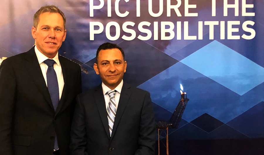 Wael Mustafa, area vice president for the Middle East at Commvault, and Christian Lang, vice president, EMEA for Commvault, at the event in Riyadh.