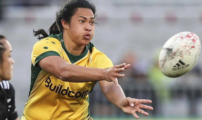 Australia’s women’s rugby team captain Liz Patu at play. (AP file photo)