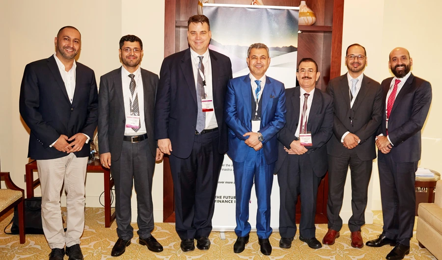 From left, Mohammad Al-Mossawi, country manager at Finastra; Naseer Mahdi, managing director, Al-Taif Technical Solutions (TTS); Ryan Keough, executive vice president, international sales at Finastra; Farhan Al-Musawi, chairman, Al-Taif Group; Mohammah Al-Qasim (previously at Al-Taif); Farook Al-Jubouri, CEO Cyber Code Technologies (system integrator partner); and Wissam Khoury, managing director Middle East and Africa at Finastra.