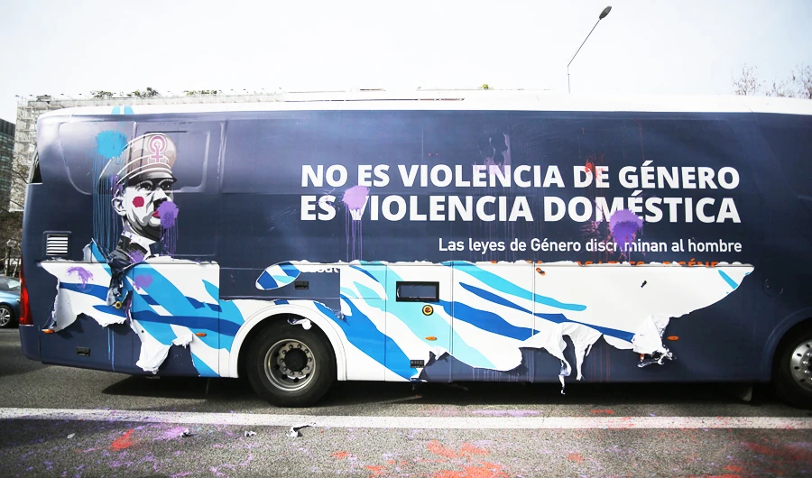 Prosecutors in Barcelona asked the bus to be stopped when it came to the Mediterranean city, charging it incites hate and discrimination, but a judge refused to do so, citing freedom of expression. (AFP)