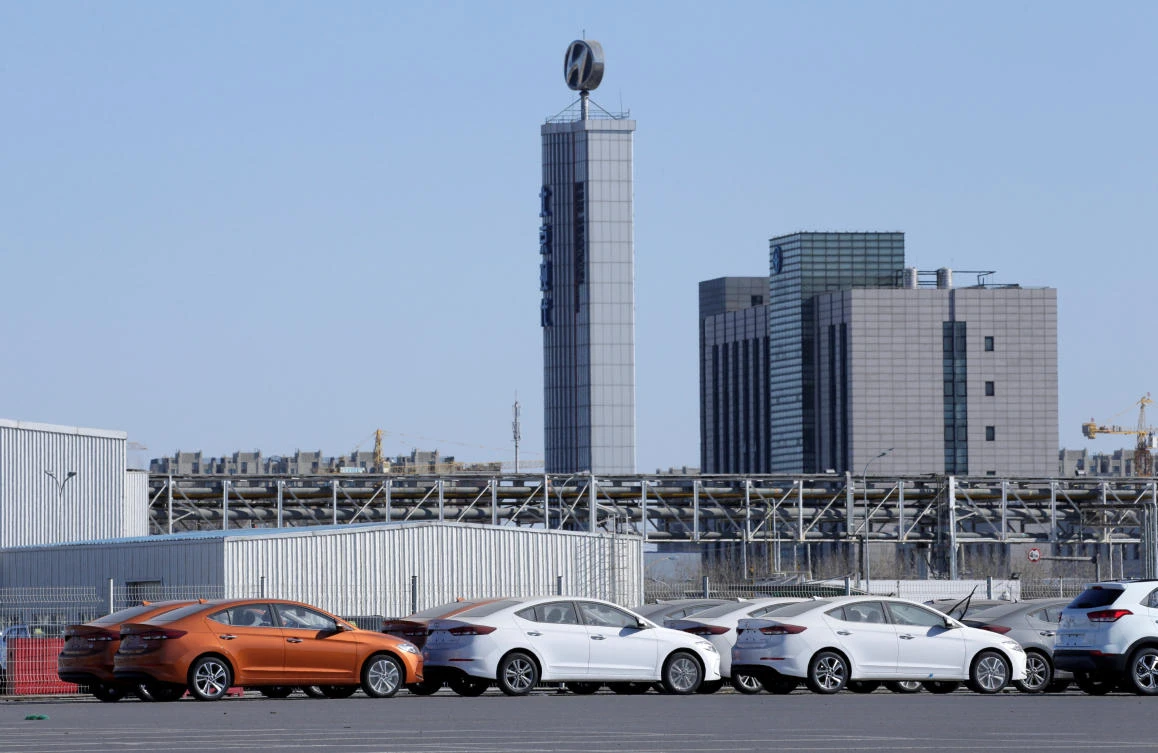 Hyundai, which has three manufacturing plants in Beijing, said it has yet to decide when a suspension would start. (Reuters)